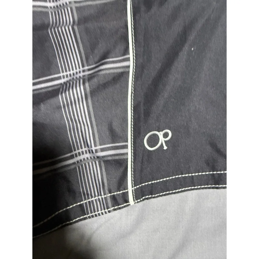 OP Board Shorts Men 3XL Black New Plaid Splice Big Swim Trunks 48-50